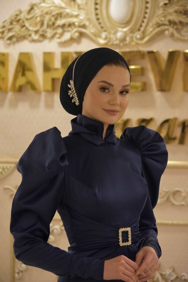 Deva lacivert abiye elbise - 6