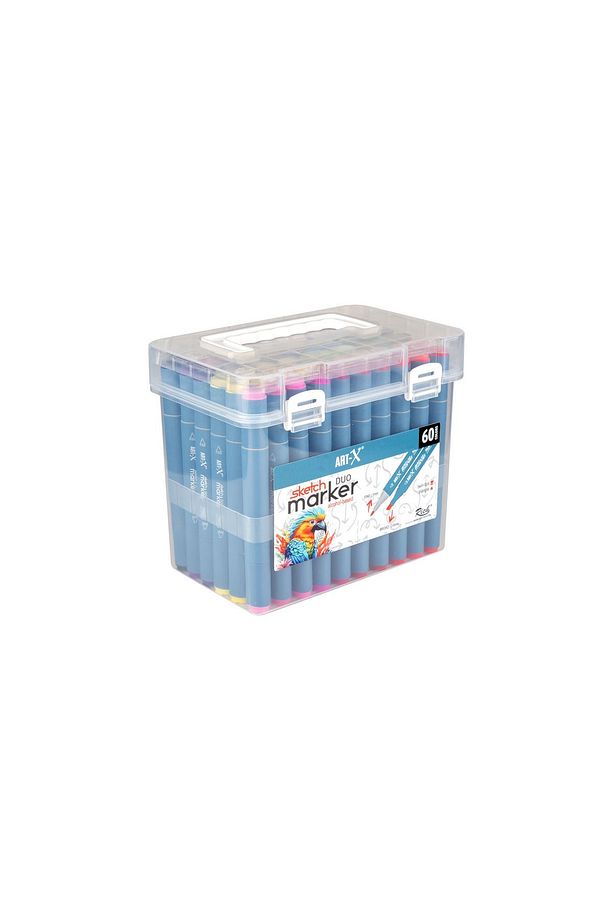 Art-X Sketch Marker Duo Marker Çift Uçlu Su Bazlı Boyama Kalemi 60 Renk Set 18050 - 1