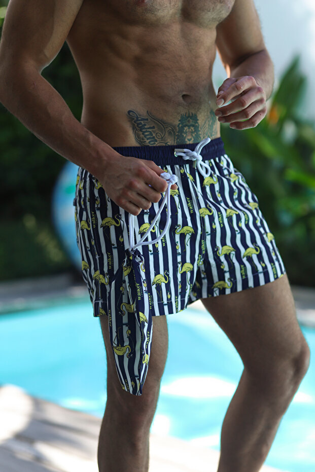 FLAMINGO BASKILI DENİZ ŞORTU - 5