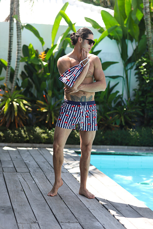 FLAMINGO BASKILI DENİZ ŞORTU - 2