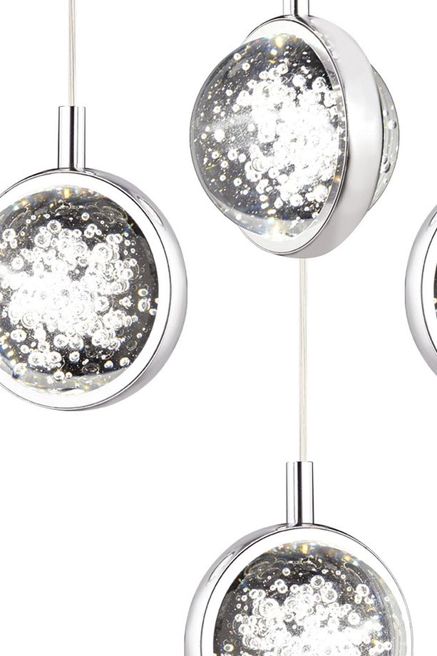 Eldon 4'lü Yuvarlak 3 Renkli 61 Watt Krom Kristal Ledli Modern Oturma Odası Salon Sarkıt Avize - 5