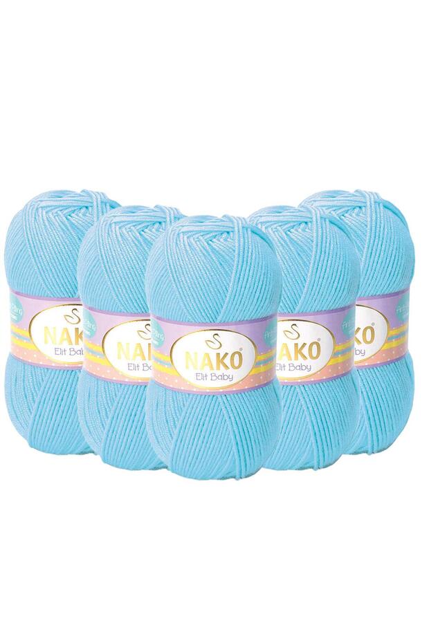 5 Balls of Nako Elit Baby Anti-Pilling Hand Knitting Yarn - 6723 Blue