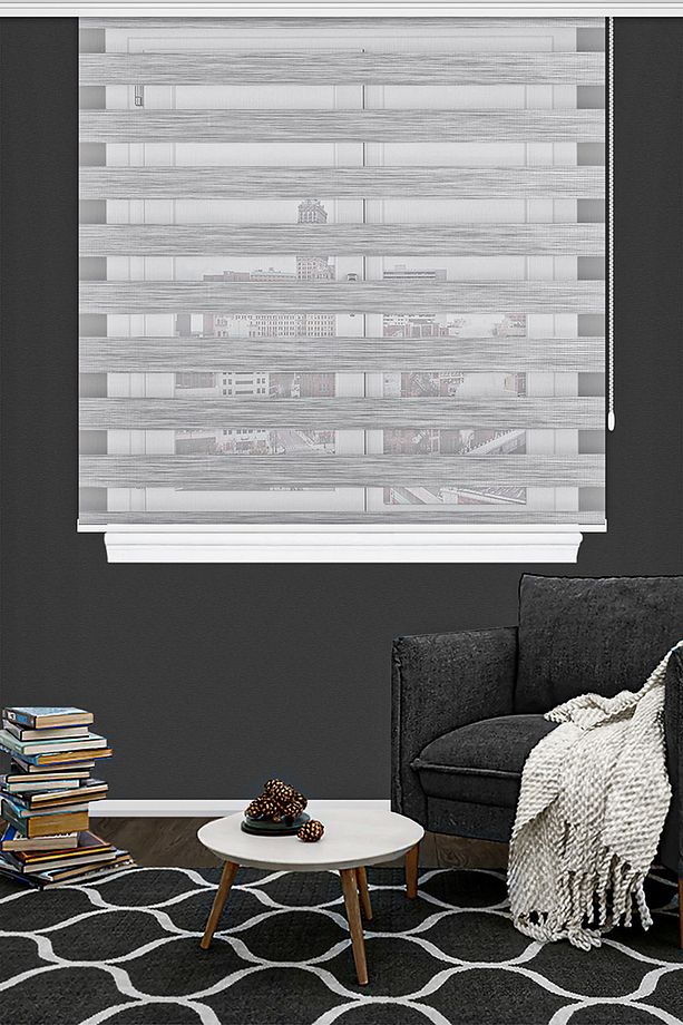 Çift Mekanizmalı Gri Zebra Stor Perde İZ 125e V07 - 3