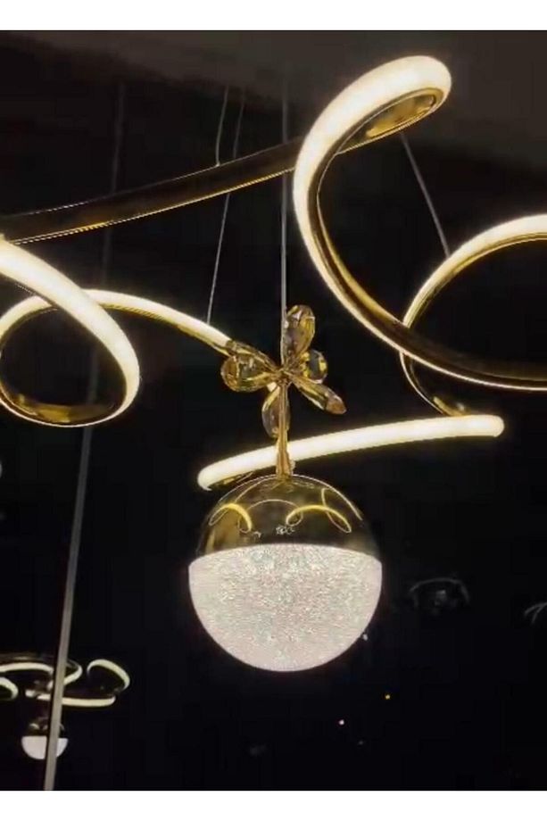 Ledli Modern Sarkıt Tek Toplu Helezyon Avize - 2