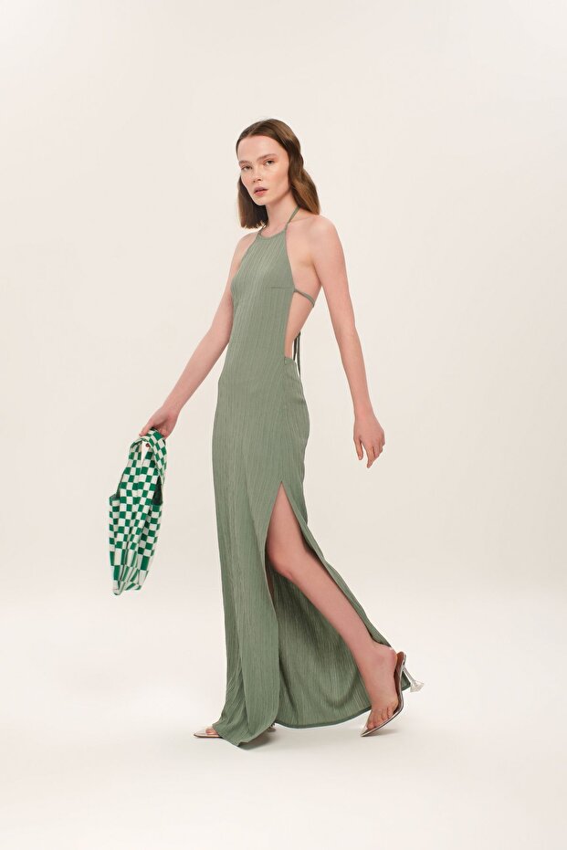 Et Iconıc Desıgn Ip Askılı Sırt Dekolteli Elbise - 8