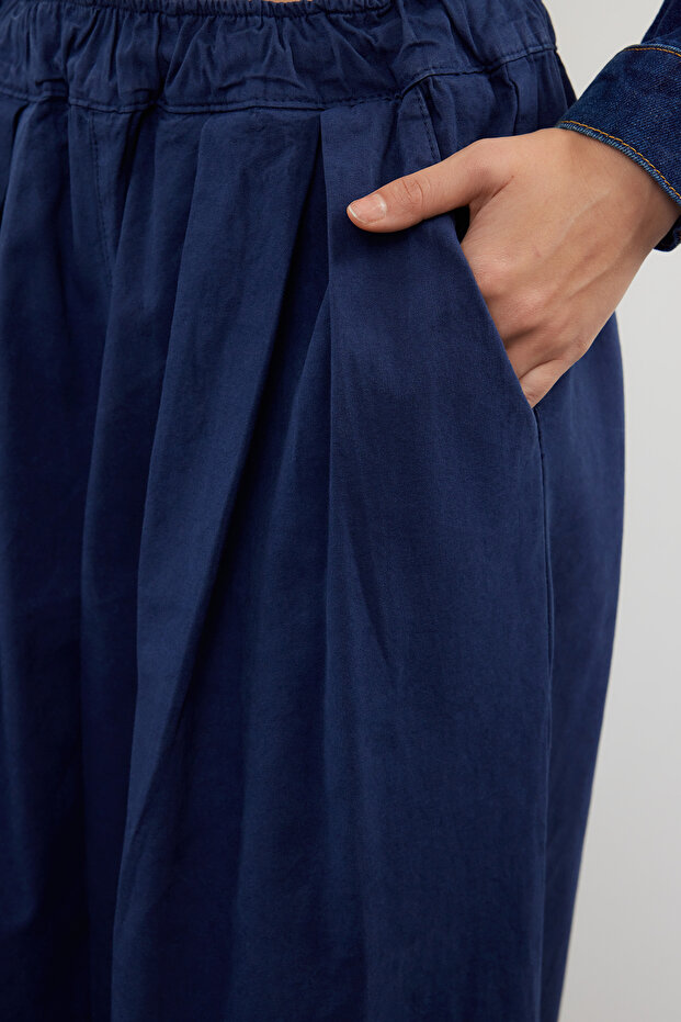 Lacivert Pileli Yüksek Bel Wide Leg Jeans TWOAW25JE00023 - 4