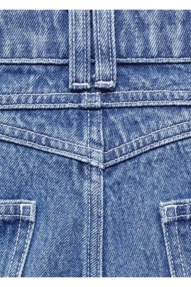 Düz Denim Bermuda Şort - 8