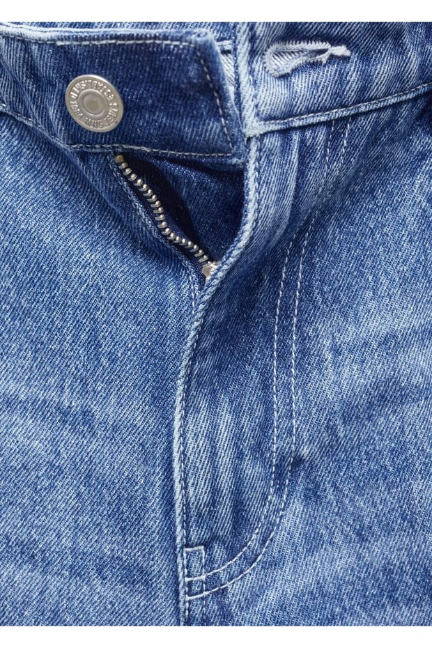 Düz Denim Bermuda Şort - 7