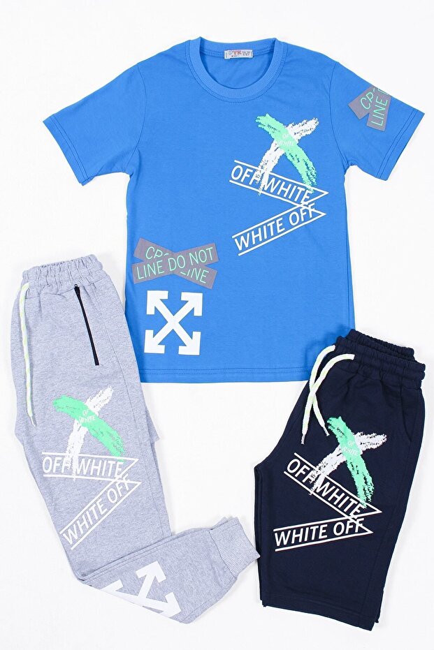 3-Piece Combination, Printed, Boys' Collection T-Shirt, Capri, Sweatpants