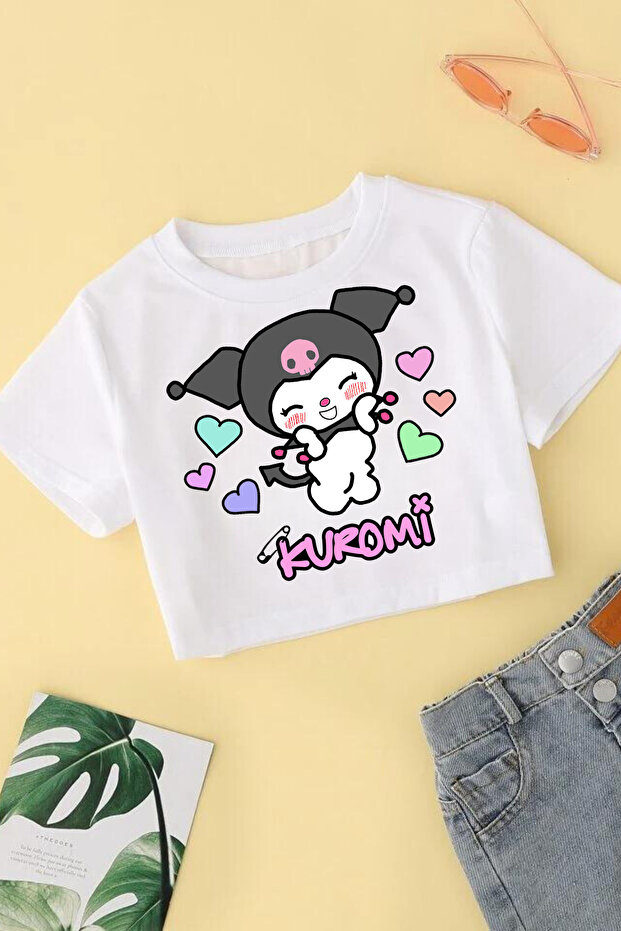 Children's Kuromi Printed 100% Cotton Crop T-Shirt