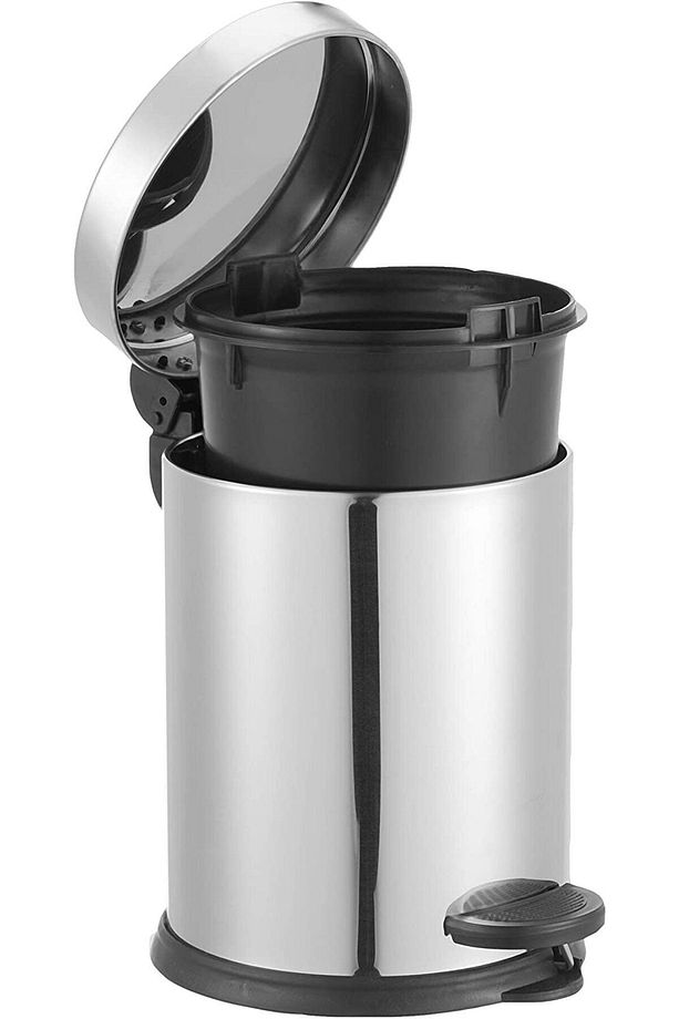 5 Litre Banyo Seti 2'li Pedallı Çöp Kovası Wc Klozet Tuvalet Fırça Seti Banyo Çöp Kovası - 5
