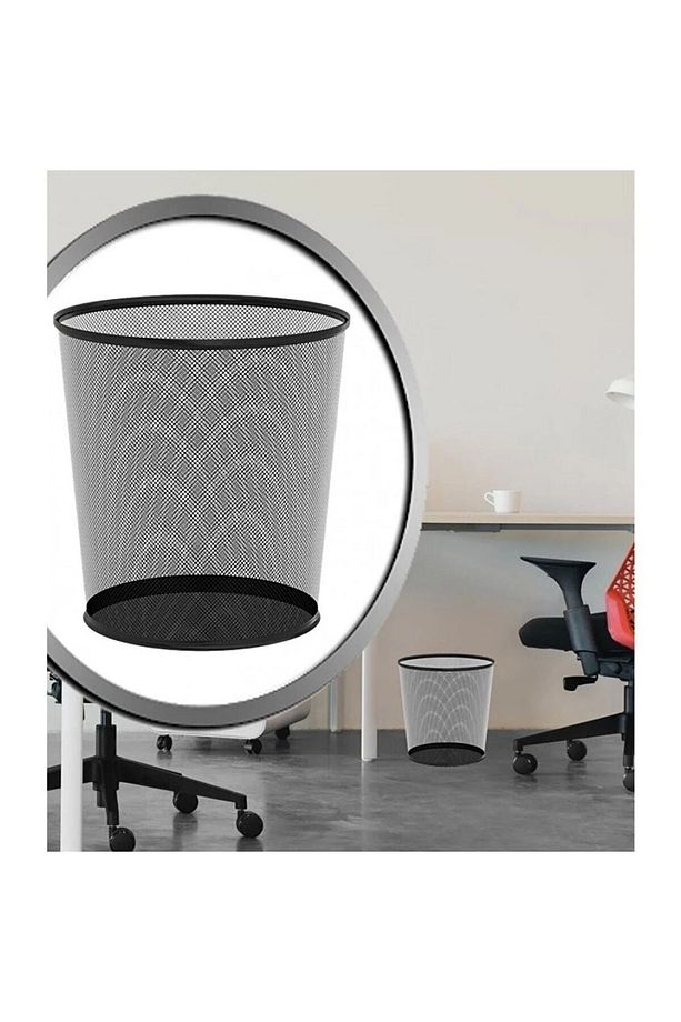 Ofis Tipi Çöp Kovası Büro Çöp Kutusu File Delikli Metal Hafif 12 Litre Çöp Kovası lüks - 1