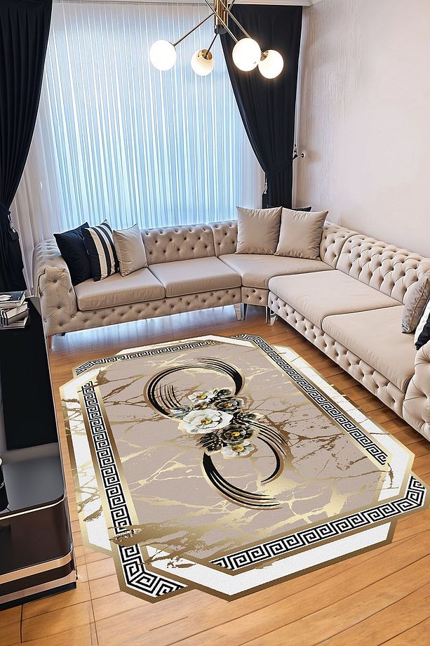 Dijital Baskı Yıkanabilir Kaymaz Taban Dekoratif Salon Mutfak Halısı Yolluk - 1
