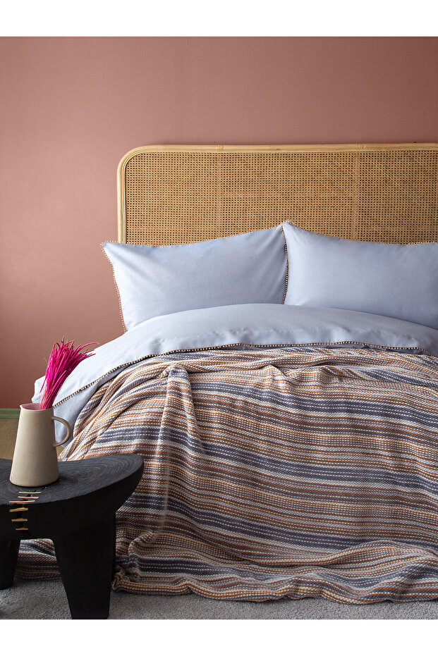 Chenille Knitwear Blanket and Duvet Cover Set Double Size Mona Lila