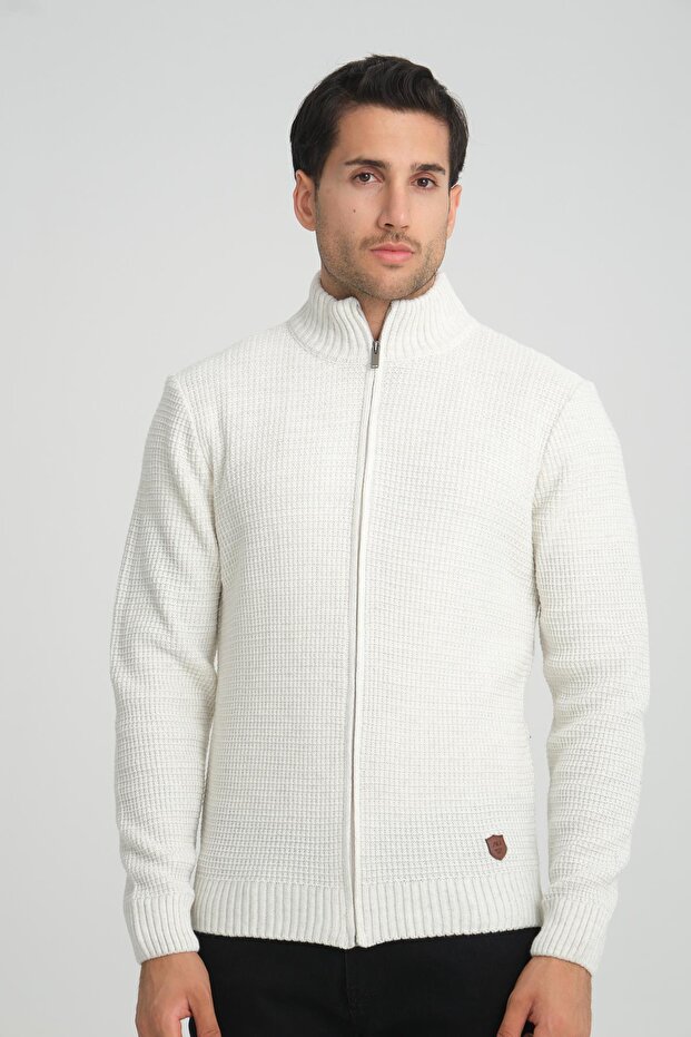 Fishing Collar Zippered Knitwear Cardigan (E22-5714)