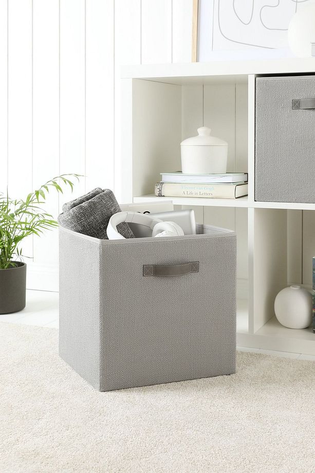 2 Adet Gri Jüt Dolap Içi Çamaşır Oyuncak Düzenleyici Katlanır Saklama Kutusu Organizer 33x30x33 - 2