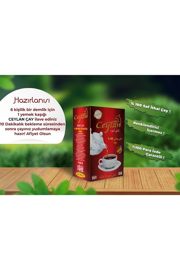5 Adet 800gr Ithal Seylan Sri Lanka Ceylon Siyah Yaprak Kaçak Çayı - 4