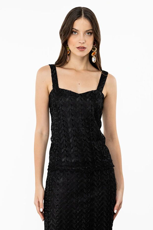 Kare Yaka Dantel Bluz - 3