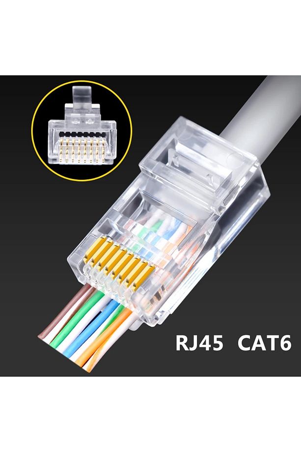 10 ADET - Yeni Nesil Jak Cat7/cat6 Rj45 Konnektör 10 Lu Paket Cat6 Ez Plug - 4