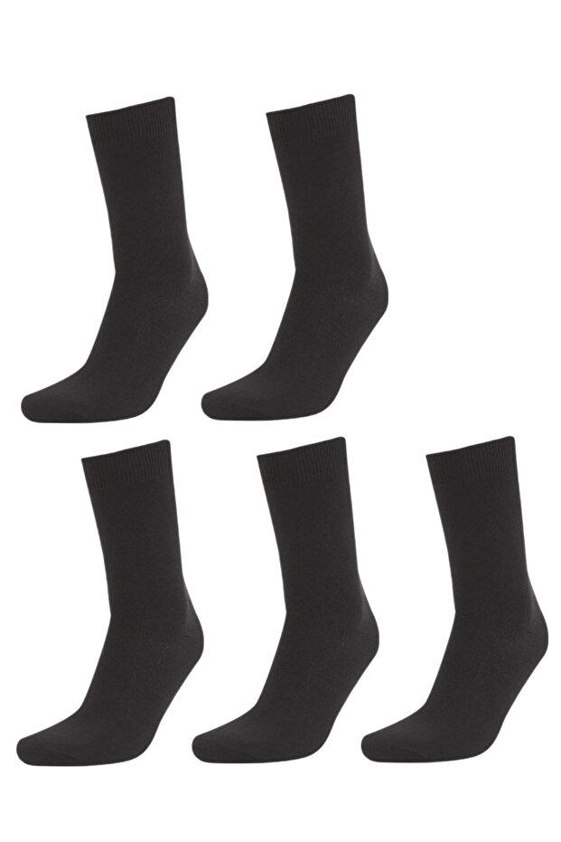 5 Pairs Cotton Plain Black Color Classic Men's Sock Socks Lycra Seasonal