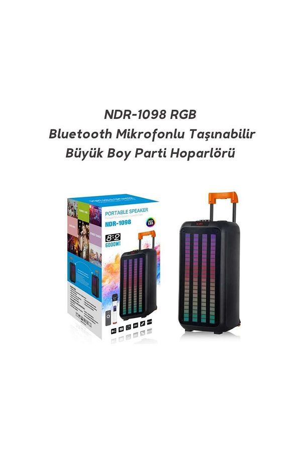 Boomboxtr Ndr-1098 Şarjlı Taşınabilir Bluetooth Amfi Parti Hoparlörü Rgb Efekt Rms 80 w 2*8 inc - 2