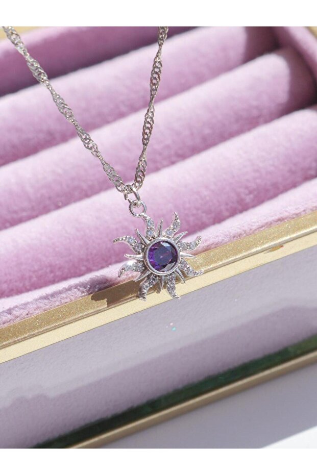 Rapunzel Minimal Purple Sun Kolye - 1