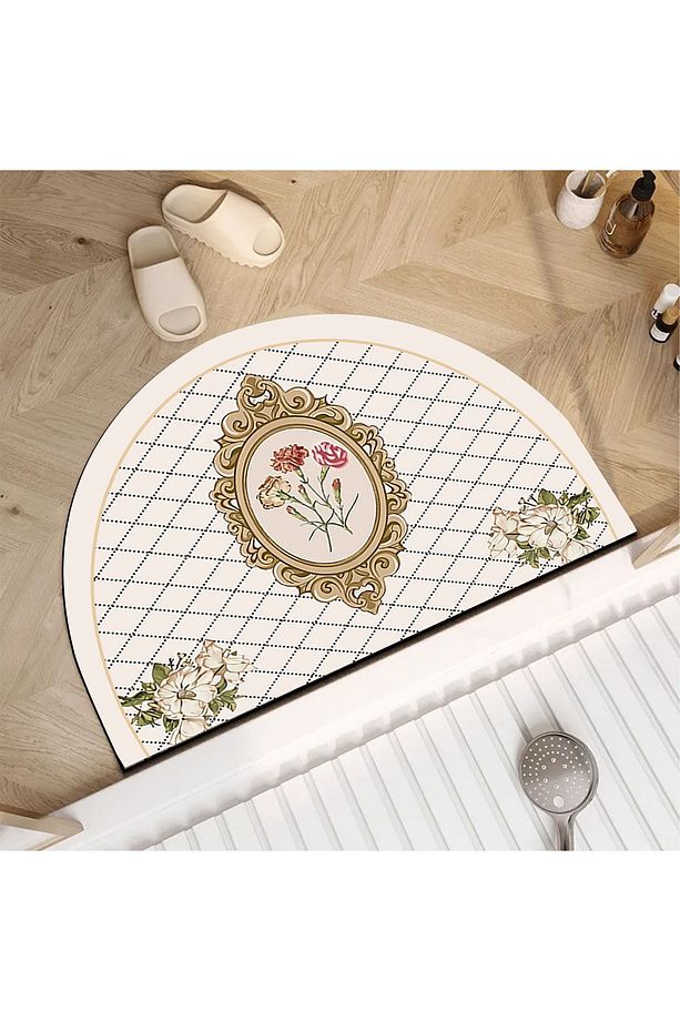 Desenli Dekoratif Modern İç ve Dış Yarım Ay Kapı Önü Paspası - 2
