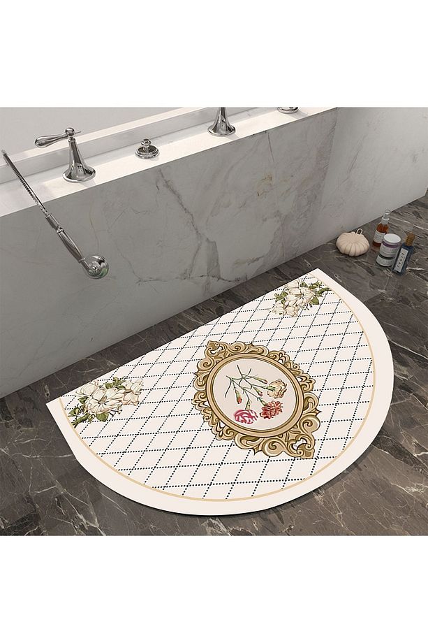 Desenli Dekoratif Modern İç ve Dış Yarım Ay Kapı Önü Paspası - 4
