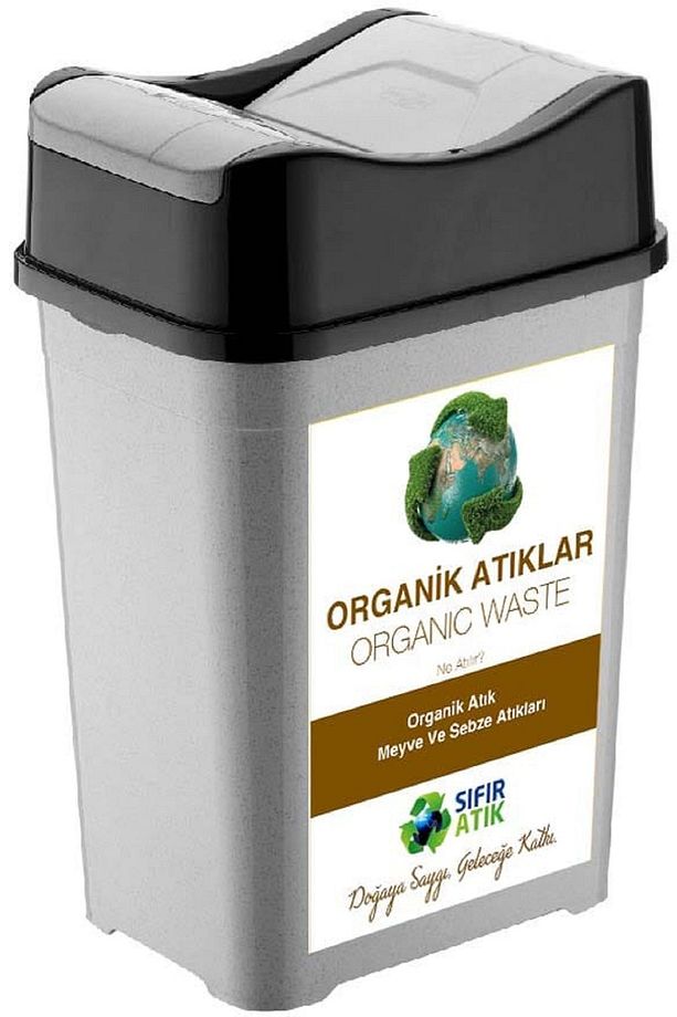 Sıfır Atık Kutusu 35 Lt*5 Adet Geri Dönüşüm Kutusu Çift Kapaklı  kağıt-organik-cam-plastik metal - 2
