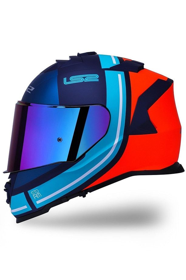 Storm 2 Slant Mat Mavi Turuncu Kask - 1