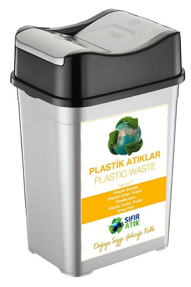 Sıfır Atık Kutusu 35 Lt*5 Adet Geri Dönüşüm Kutusu Çift Kapaklı  kağıt-organik-cam-plastik metal - 6