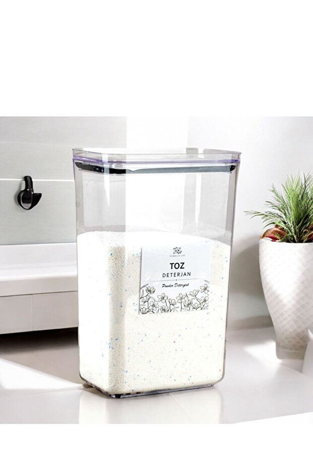 Dekoratif Dikdörtgen Deterjan Kutusu Kavanozu Deterjan Saklama Kabı - 3