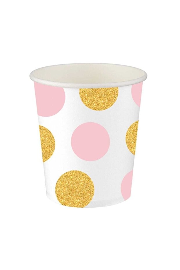 Açık Mavi Altın Puantiyeli Karton Bardak - 1