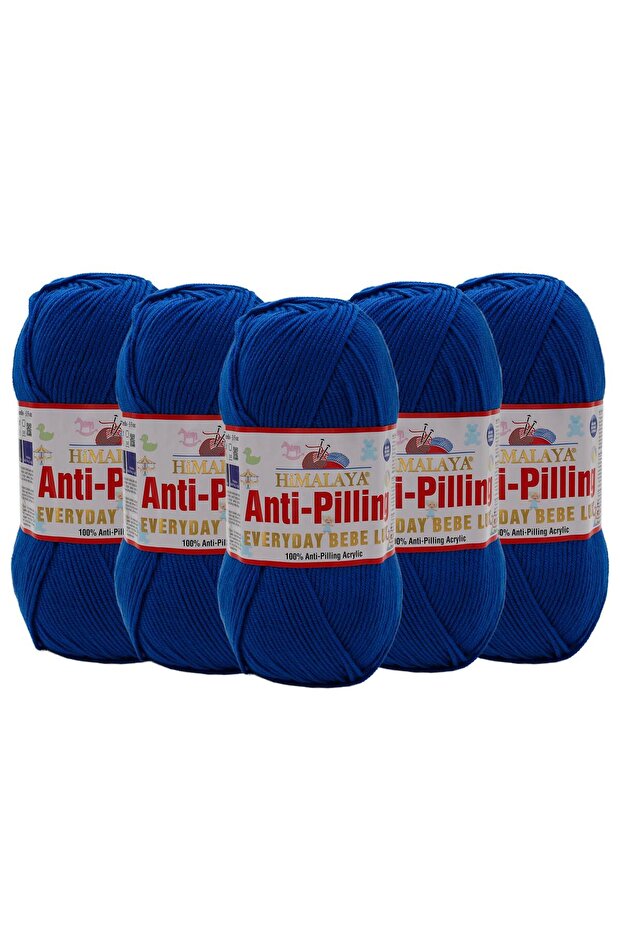 Himalaya Everyday Bebe Lux 5 Pieces Sax Blue Knitting Yarn - Anti Pilling