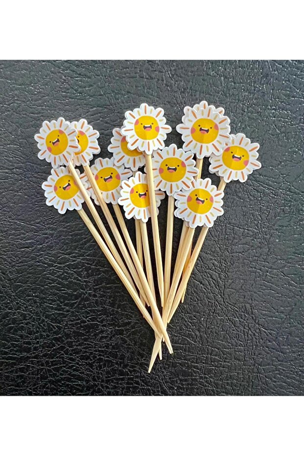 Cheerful Suns Cocktail Toothpicks 12Pcs 7cm Cupcake Presentation Toothpicks Party Decoration Heart Cake Topper Nsct0006