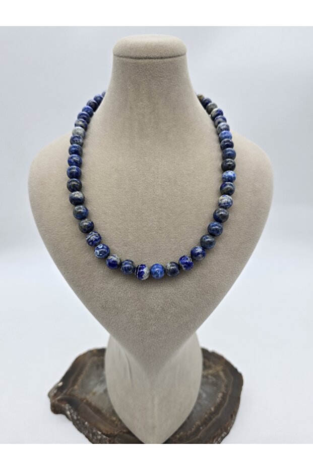 Lapis Lazuli Real Natural Stone Quality Necklace 8 mm (40 cm + 5 Extensions)