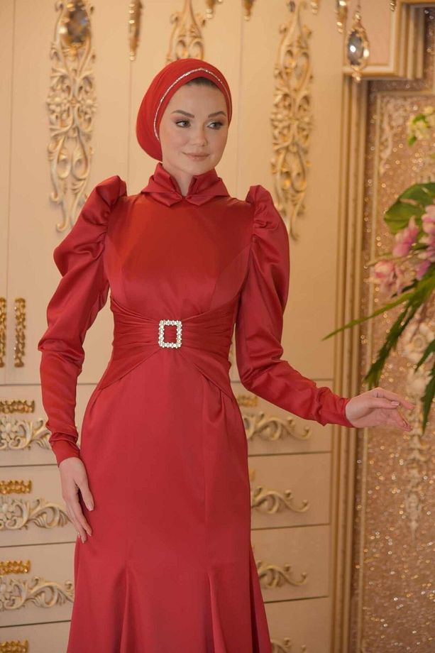 Deva kırmızı abiye elbise - 6