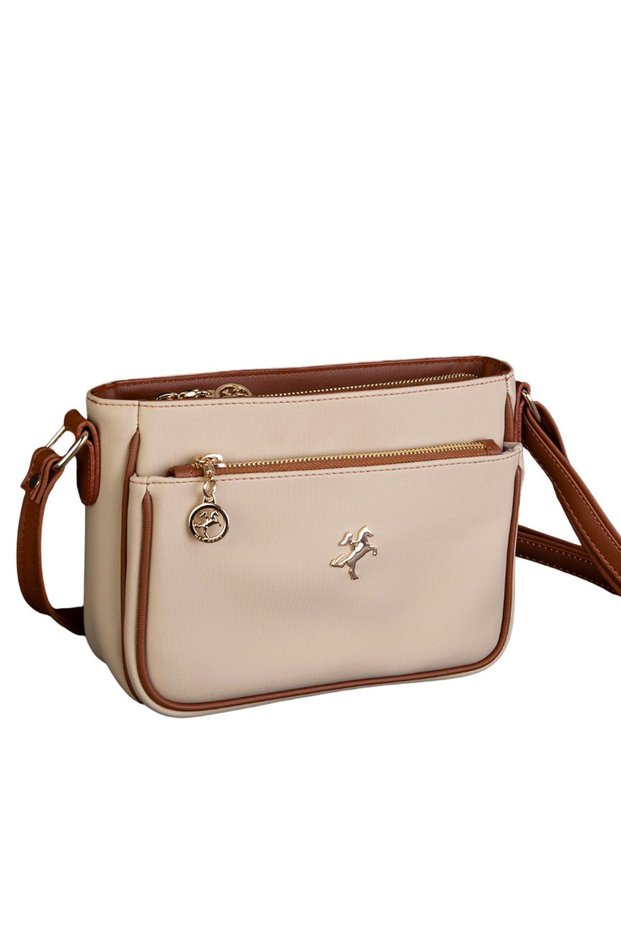 Women's 5 Compartment Crossbody Bag with Adjustable Strap Compartment Interior Design Black
