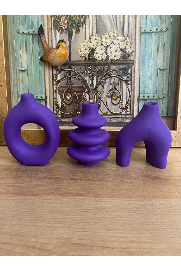 Minimal Vazo Seti Siyah 3lü Set Bohem Vazo - 1