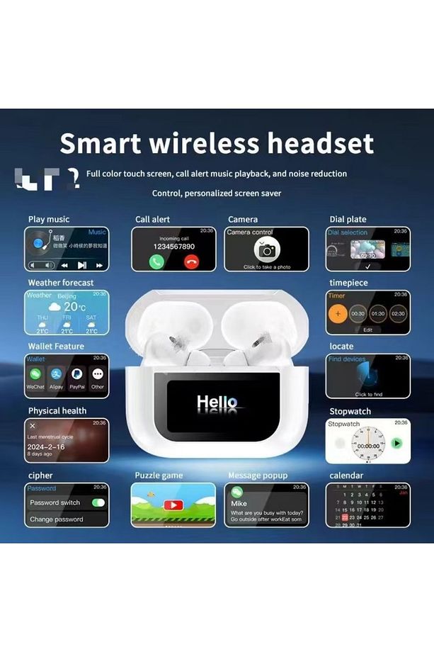 Yeni  Anc+Enc Dokunmatik Ekranlı Bluetooth Kulaklık İos Android Tüm Telefonlara Uyumlu Kulaklık - 4