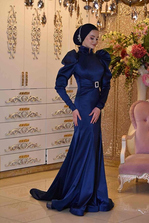 Deva lacivert abiye elbise - 4