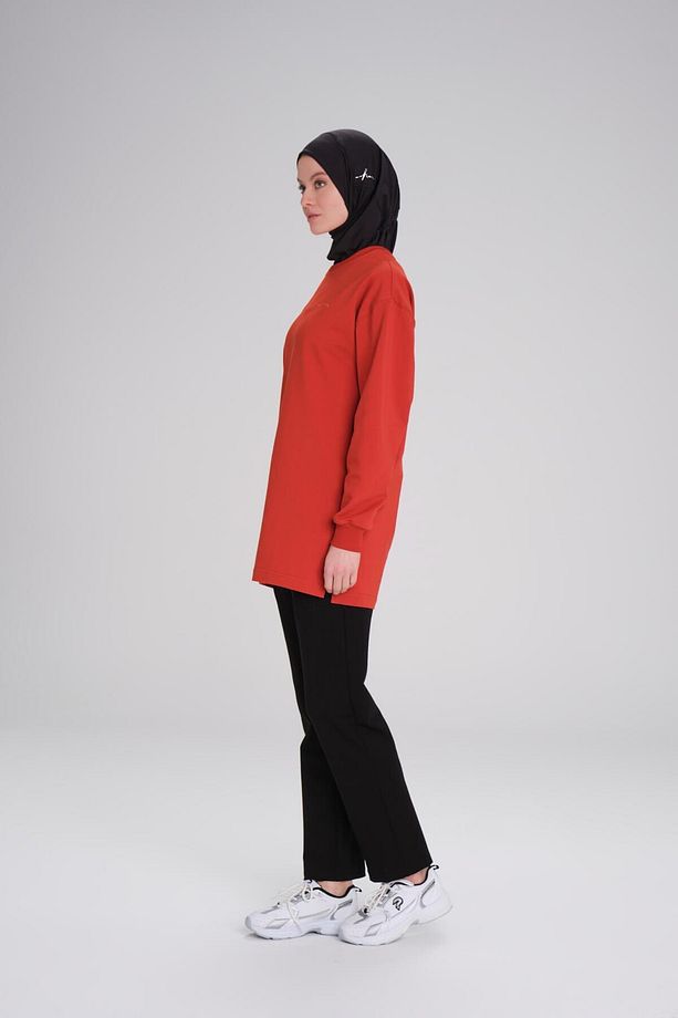 Yumuşak Dokulu Oversize Kiremit Basic Günlük Sweatshirt ACT-22 - 2