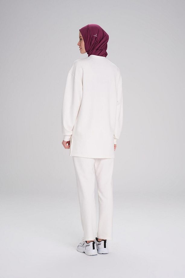 Yumuşak Dokulu Oversize Ekru Basic Günlük Sweatshirt ACT-14 - 3