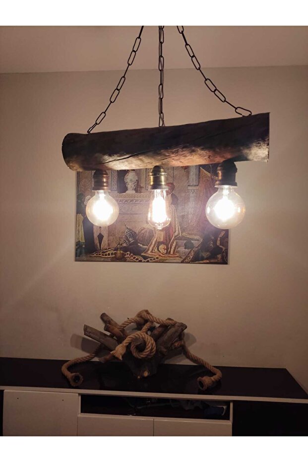 Rustik Avize Doğal Ahşap - 6