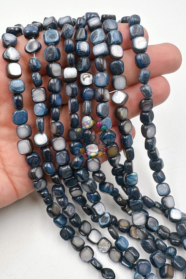 Natural Flat Colored Mother-of-Pearl Bead Jewelry Making Accessory Bead (1 Strand)
