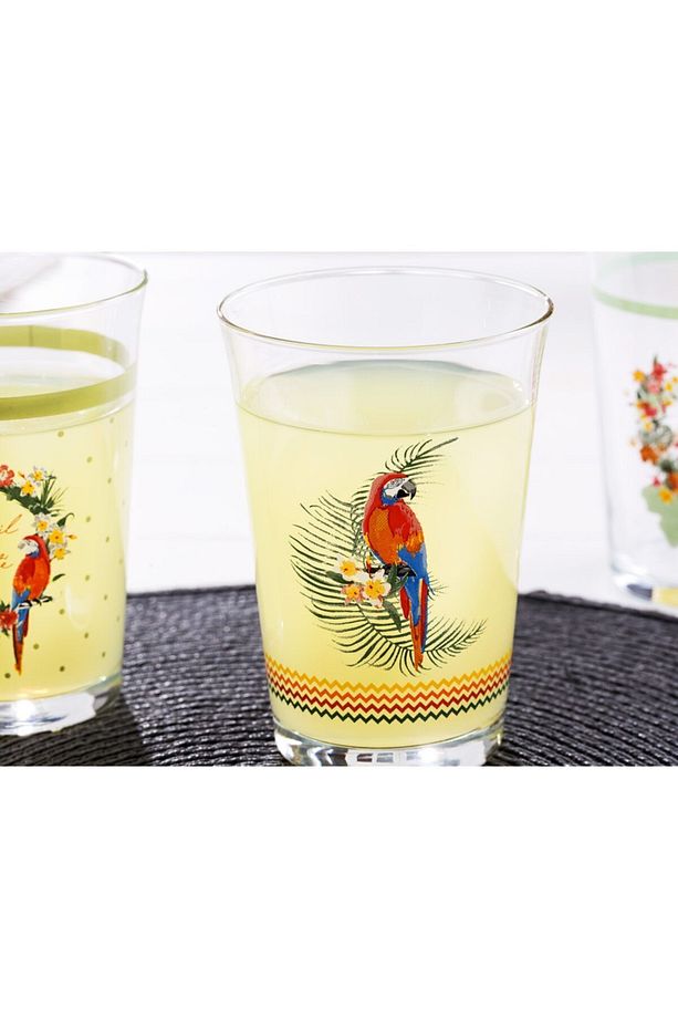 Tropikal Baskılı 3'lü Su Bardağı Seti 290 ml - 2