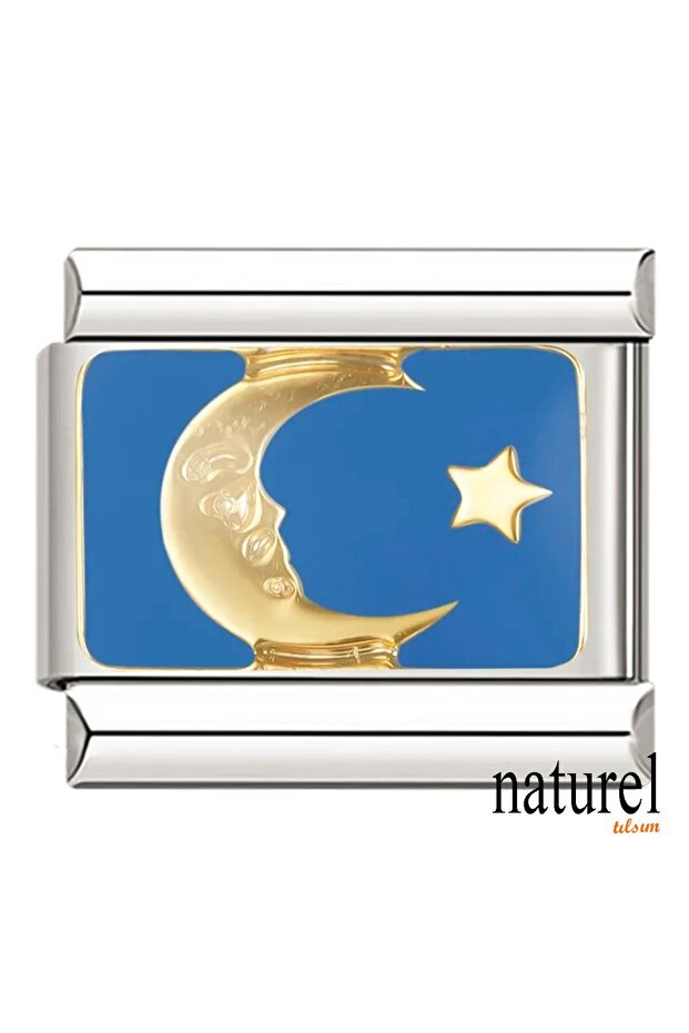 Italian Stainless Steel 9mm Moon Star Charm