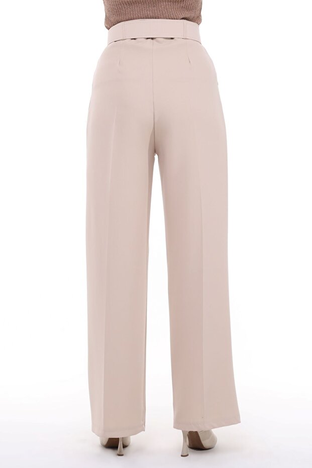 Cedy dámské Palazzo, kalhoty s vysokým pasem, oversize originální střih, C3000 béžová - 7