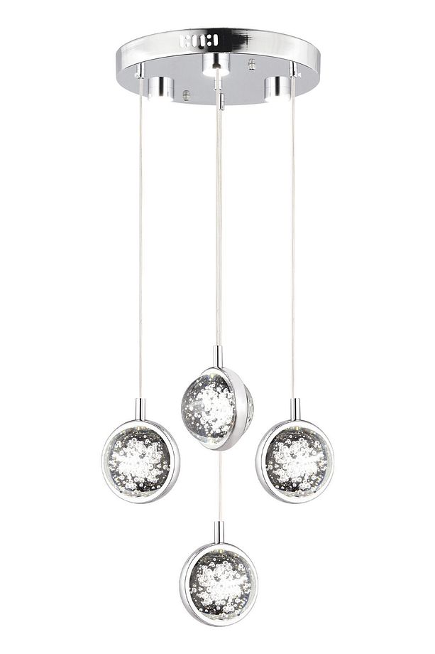 Eldon 4'lü Yuvarlak 3 Renkli 61 Watt Krom Kristal Ledli Modern Oturma Odası Salon Sarkıt Avize - 3