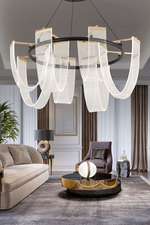 Rosalina 8 li Yuvarlak 24 watt Ledli Modern Tasarım Oturma Odası Salon Avize - 1